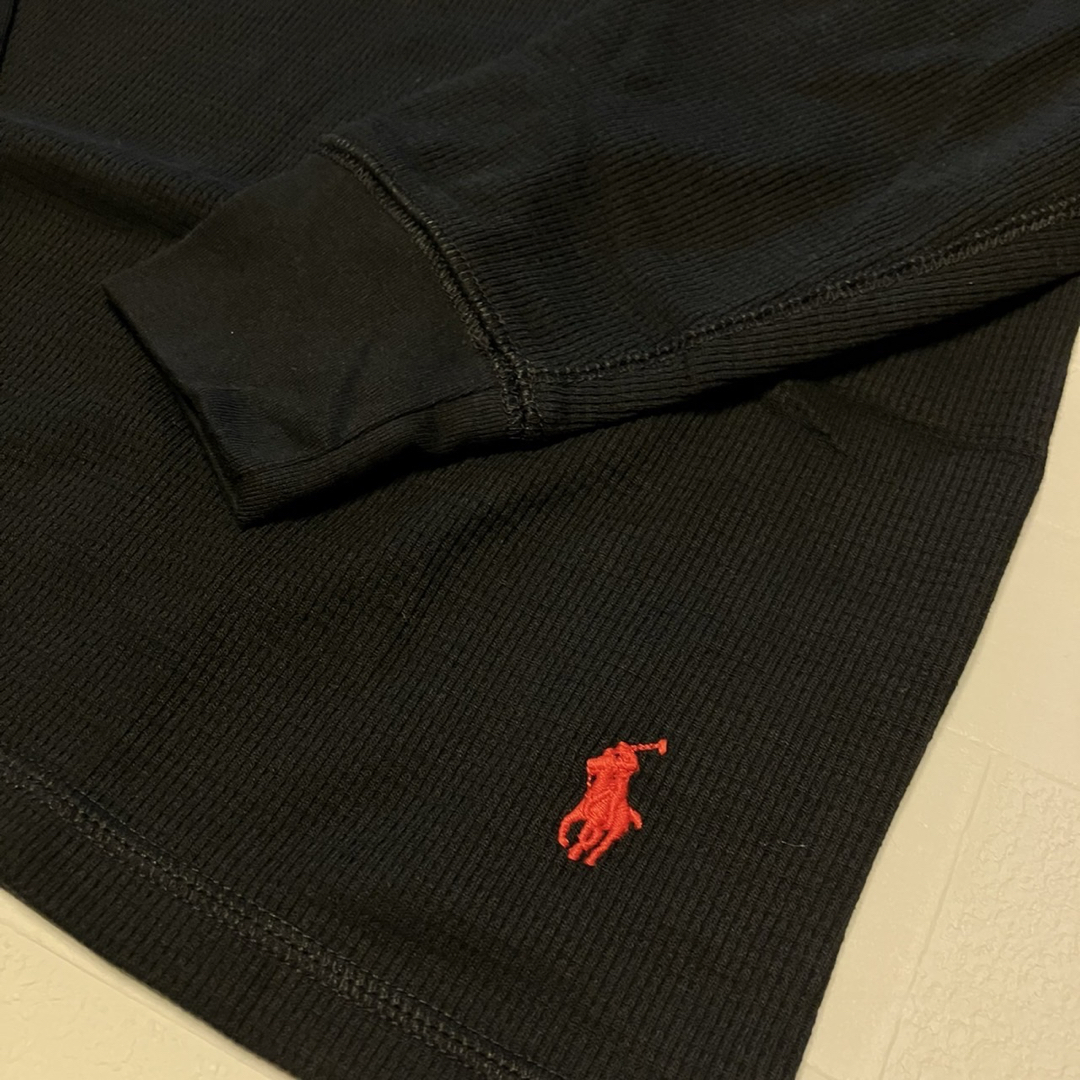 Ralph Lauren(ラルフローレン)のメンズL 黒　赤ロゴPOLO ワッフルニットロンt ラルフローレン メンズのトップス(Tシャツ/カットソー(七分/長袖))の商品写真