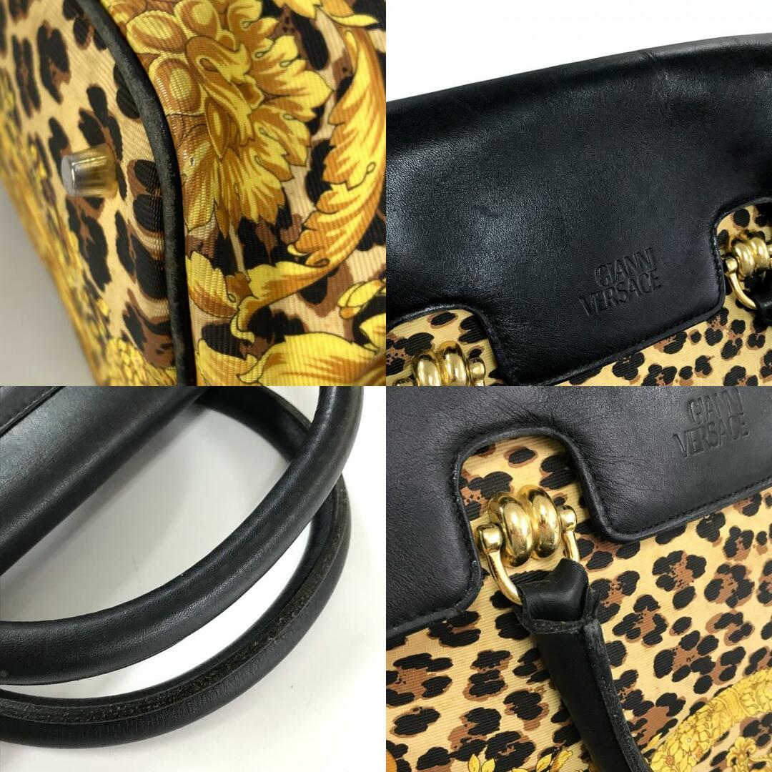 VERSACE(ヴェルサーチ)のヴェルサーチ VERSACE レオパード 豹 ヒョウ トートバッグ フラップあり ハンドバッグ PVC/レザー イエロー レディースのバッグ(ハンドバッグ)の商品写真