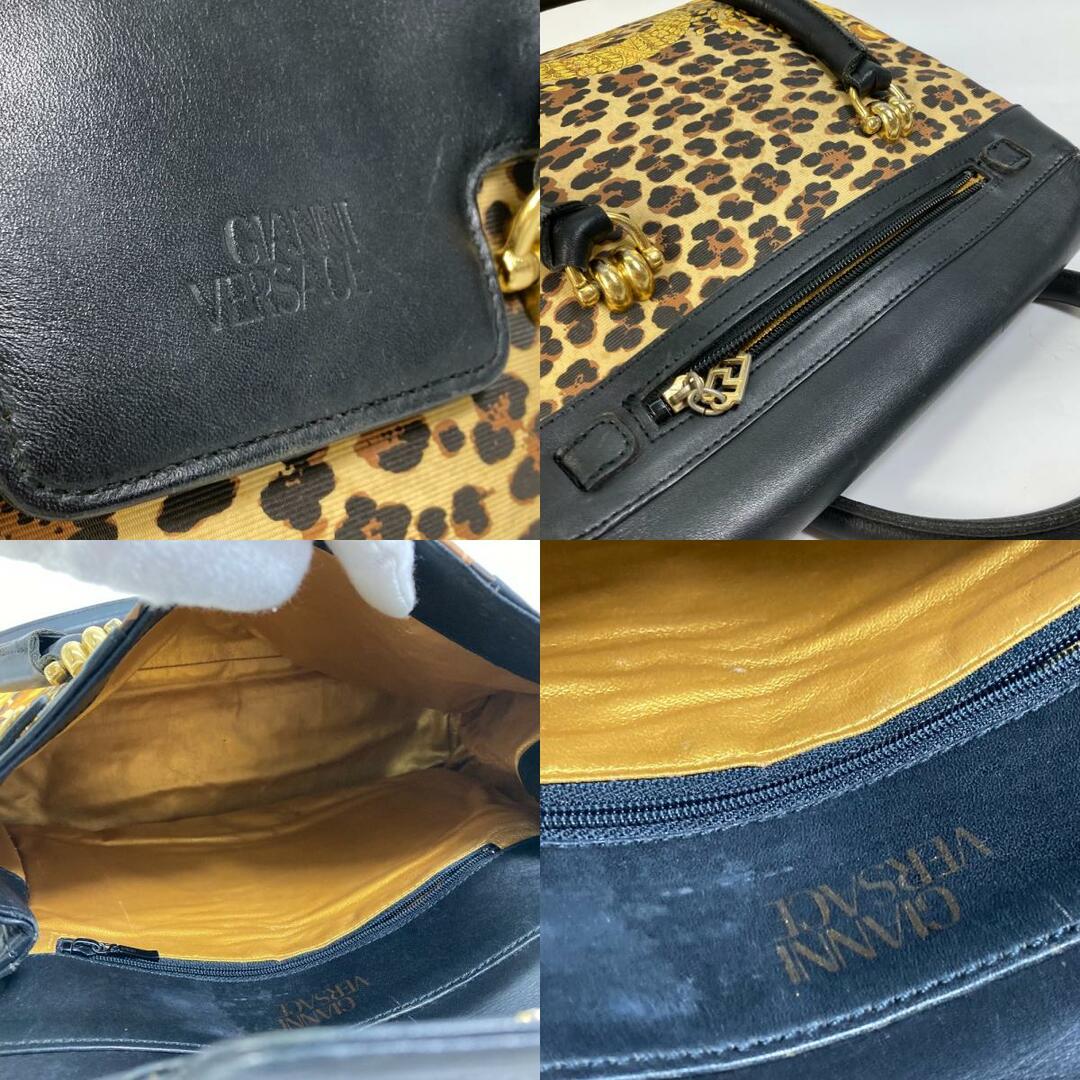 VERSACE(ヴェルサーチ)のヴェルサーチ VERSACE レオパード 豹 ヒョウ トートバッグ フラップあり ハンドバッグ PVC/レザー イエロー レディースのバッグ(ハンドバッグ)の商品写真