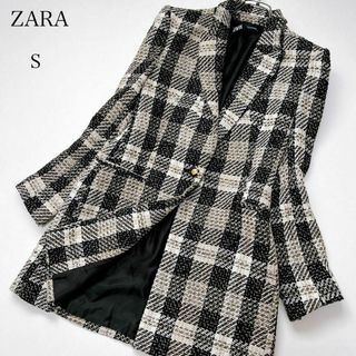 ザラ(ZARA)のザラ　ミックスツイード　クラシカル　チェスターコート　肩パッド(ピーコート)