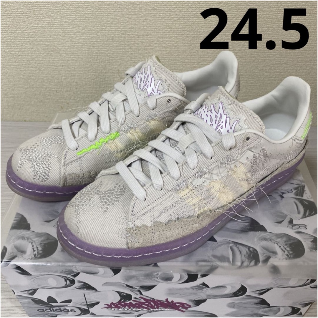 adidas(アディダス)の中古 adidas 24.5 アディダス ユースオブ パリス スニーカー 白 紫 レディースの靴/シューズ(スニーカー)の商品写真