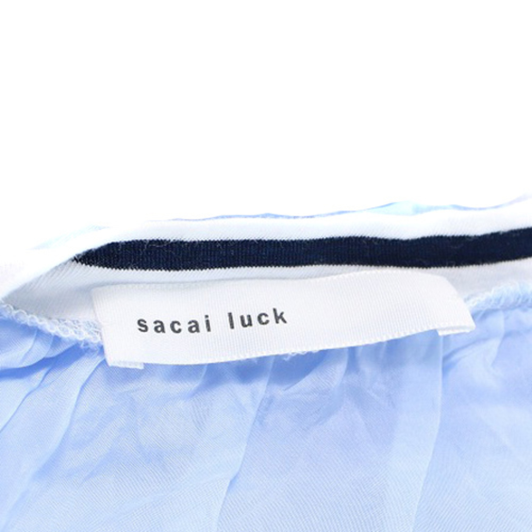 sacai luck(サカイラック)のサカイラック カットソー 切替 ボーダー 半袖 2 M 白 ホワイト 水色 レディースのトップス(カットソー(半袖/袖なし))の商品写真