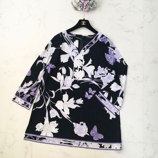 Yshop【LEONARD】レオナール（M）シルク カーディガン 花柄 チュニック