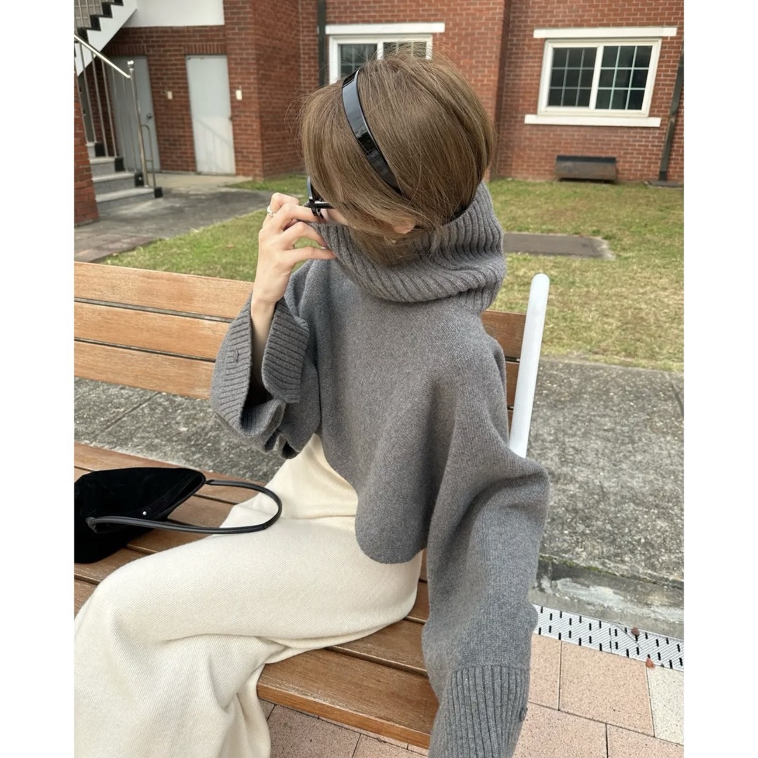 【新品未使用】ponpon volume cape knit グレー