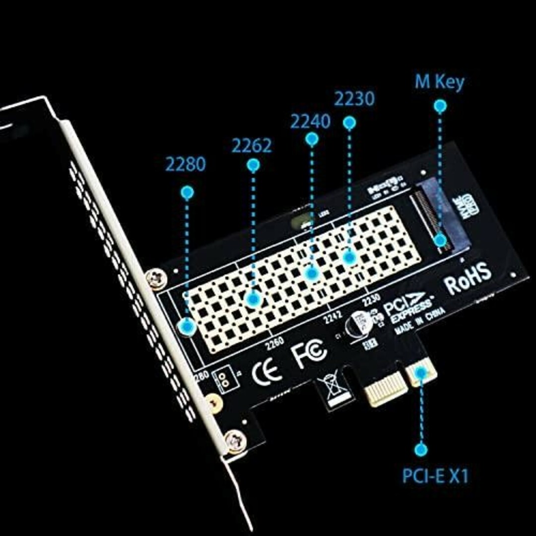 GL変換アダプターカードM.2 PCIe X1e 4.0/3.0/2.0 SSD スマホ/家電/カメラのPC/タブレット(PCパーツ)の商品写真