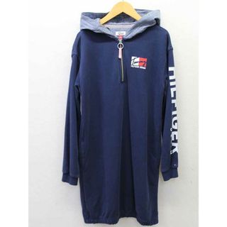 トミーヒルフィガー(TOMMY HILFIGER)の‡TOMMY HILFIGER/トミーヒルフィガー‡ハーフジップパーカーワンピース/スポーティ/長袖 ネイビー/紺 レディース XS 【中古】 秋冬 709032(その他)