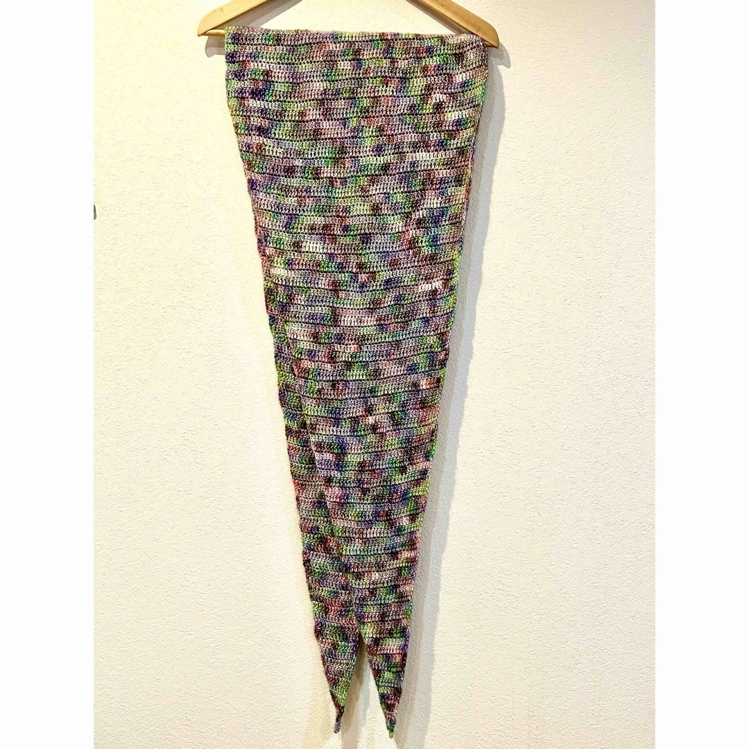 手編みマフラー ハンドメイドのファッション小物(マフラー/ストール)の商品写真