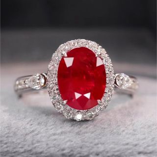 天然 ルビー ダイヤモンド リング 1.55ct k18 ¥(リング(指輪))