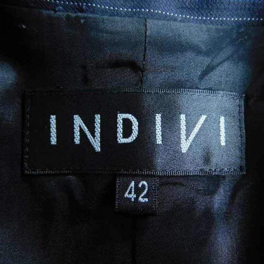 INDIVI(インディヴィ)のインディヴィ テーラードジャケット シングル 長袖 絹混 ストライプ 42 紺 レディースのジャケット/アウター(その他)の商品写真