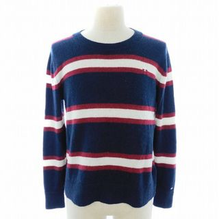 トミーヒルフィガー(TOMMY HILFIGER)のトミーヒルフィガー ニット セーター 長袖 ボーダー 刺繍 M 紺 赤 トップス(ニット/セーター)