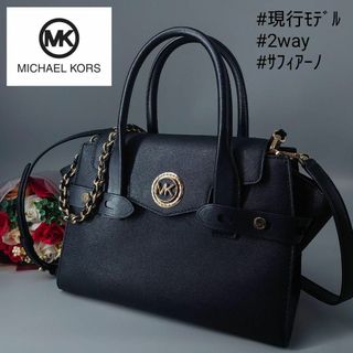 マイケルコース(Michael Kors)のマイケルコース カルメン フラップ サッチェル スモール 3way レザー 黒(ショルダーバッグ)