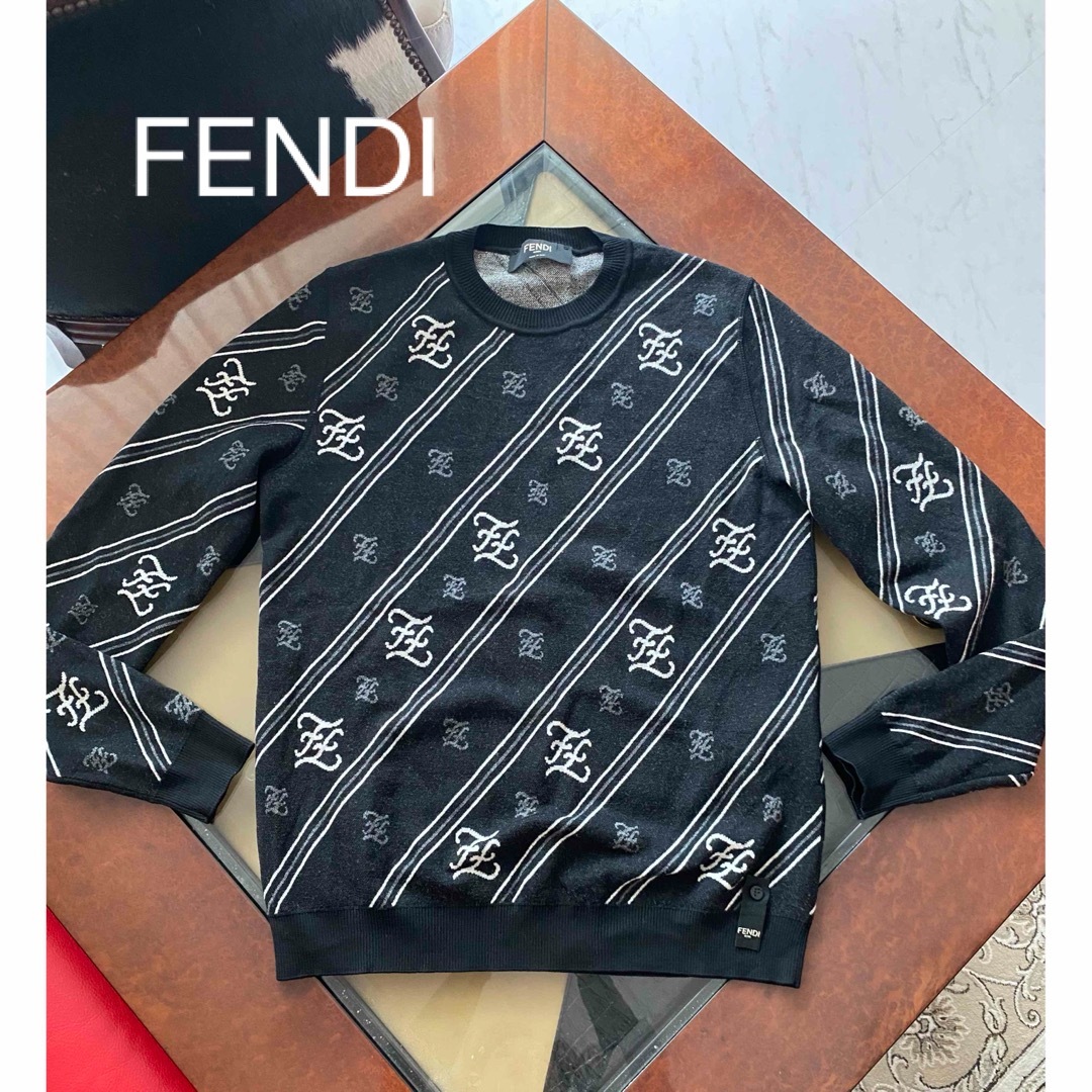 FENDI(フェンディ)のFENDI フェンディ 高級 羊毛 薄手 ニット セーター 46 M メンズのトップス(ニット/セーター)の商品写真