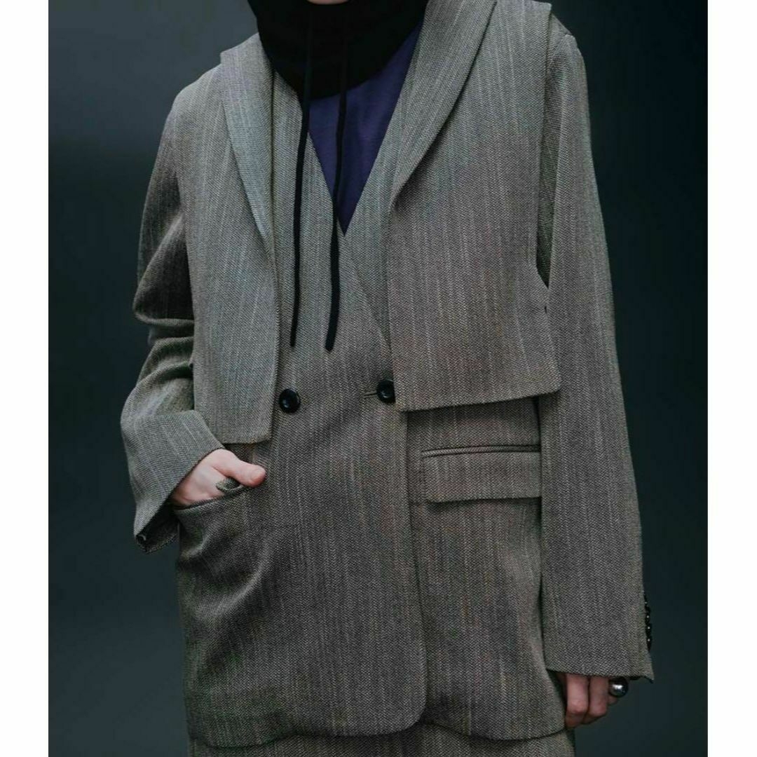 CONVERTIBLE HERRINGBONE JACKET グレー S