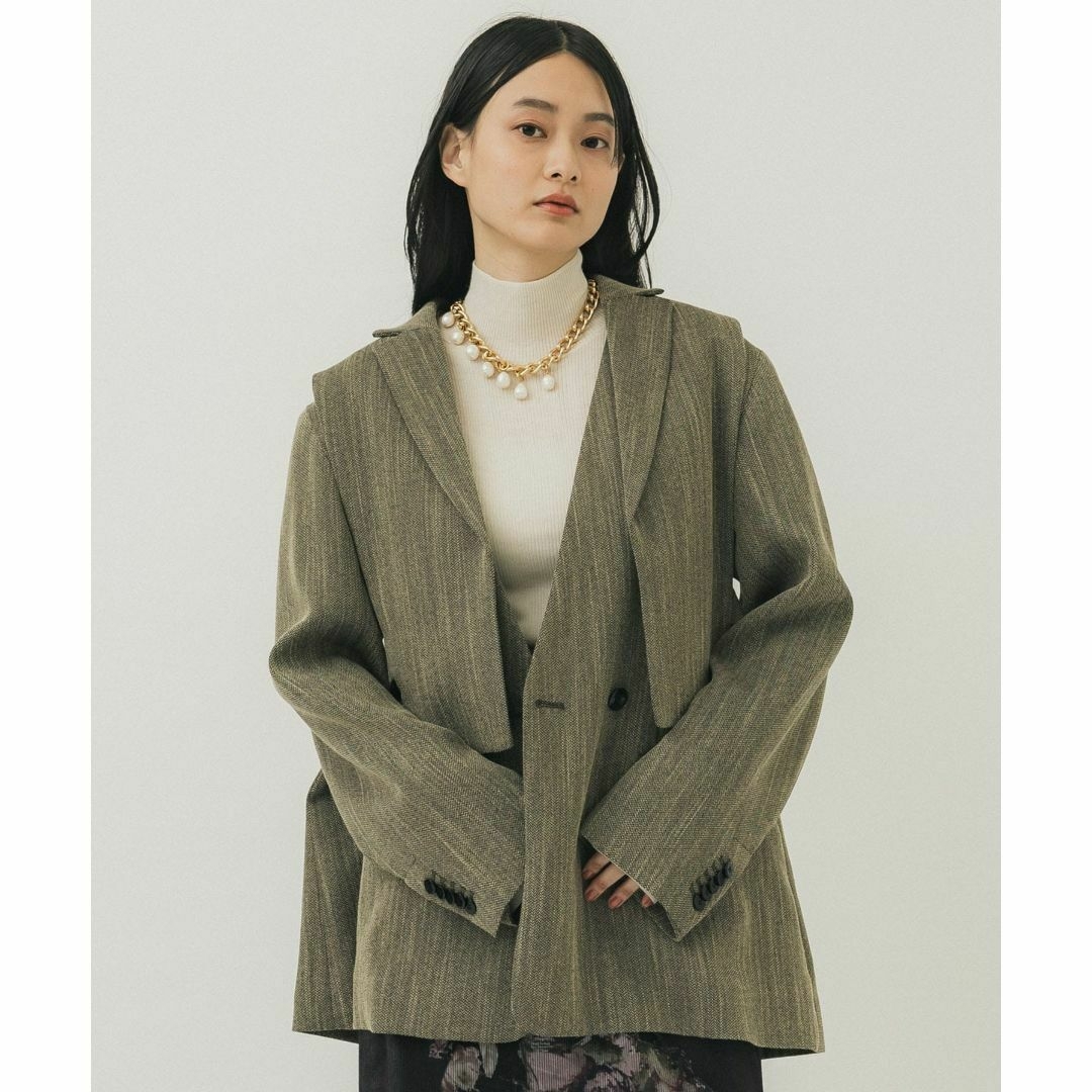 CONVERTIBLE HERRINGBONE JACKET グレー S