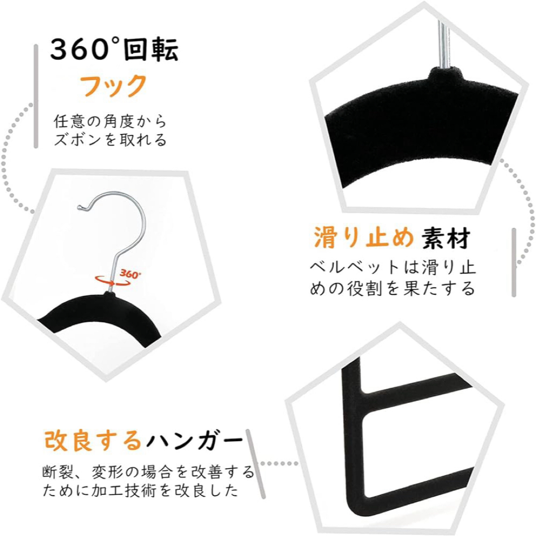 ハンガー スラックスハンガー360°回転 ハンガー すべらない4段 3本組