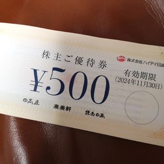 シュウエイシャ(集英社)のハイデイ日高 株主優待券1000円分 プラス ヤンジャン特別付録ステッカー1枚(女性タレント)