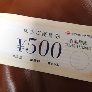 シュウエイシャ(集英社)のハイデイ日高 株主優待券1500円分 プラス ヤンジャン特別付録ステッカー1枚(女性タレント)