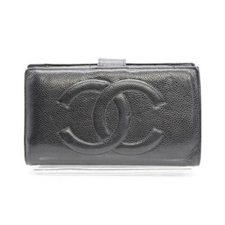 シャネル(CHANEL)の【新規値下げ】♪CHANEL/シャネル♪キャビアスキン/二つ折り財布/ロゴ/シンプル/カジュアル/オシャレ/ウォレット/他小物 ブラック/黒色 レディース 【中古】 春夏秋冬 509022 hat etc(財布)