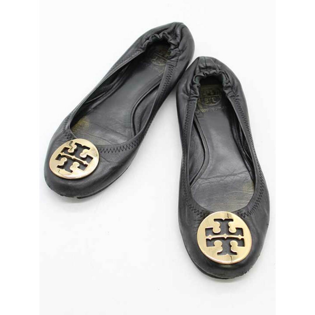 Tory Burch(トリーバーチ)の【新規値下げ】♪TORY BURCH/トリーバーチ♪レザーバレエシューズ/シンプル/カジュアル/オシャレ/シューズ/靴 ブラック/黒色 レディース 8M【中古】 春夏秋冬 829022 レディースの靴/シューズ(バレエシューズ)の商品写真