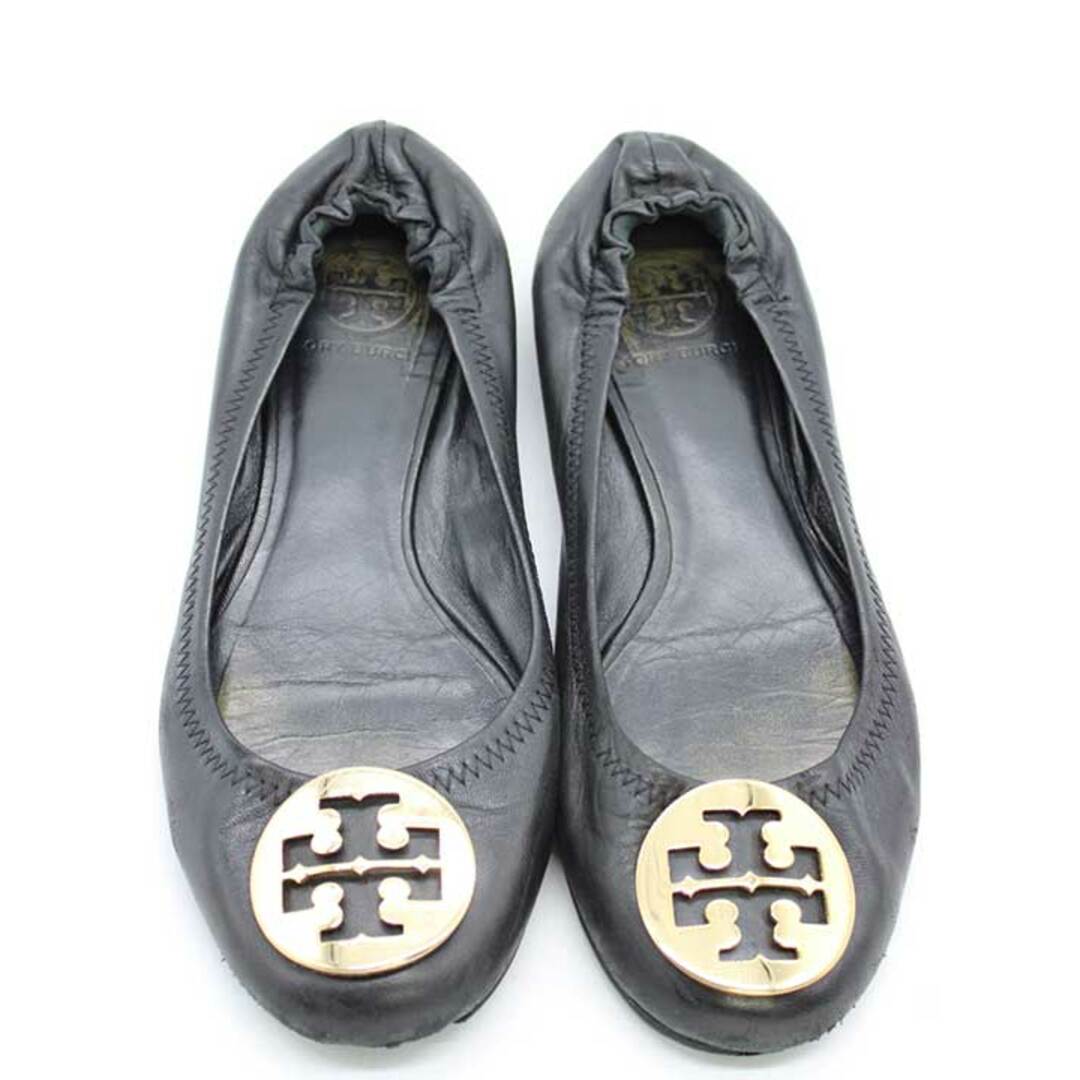 Tory Burch(トリーバーチ)の【新規値下げ】♪TORY BURCH/トリーバーチ♪レザーバレエシューズ/シンプル/カジュアル/オシャレ/シューズ/靴 ブラック/黒色 レディース 8M【中古】 春夏秋冬 829022 レディースの靴/シューズ(バレエシューズ)の商品写真