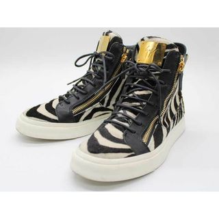 ジュゼッペザノッティデザイン(Giuseppe Zanotti Design)の【値下げ】▲Giuseppe Zanotti/ジュベッゼサノッティ▲ハイカットハラコスニーカー/シューズ/靴 ブラック×ホワイト/黒×白系 メンズ 41【中古】 春夏秋冬 613032(スニーカー)