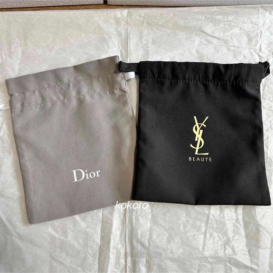 Dior(ディオール)のイヴサンローラン ディオール 巾着セット ノベルティ グレー ブラックysl  レディースのファッション小物(ポーチ)の商品写真