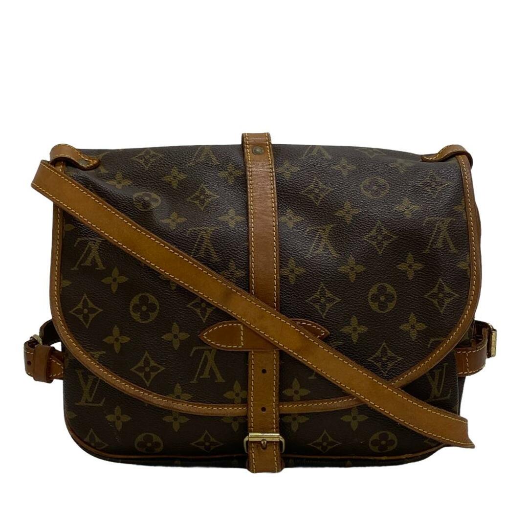 ルイヴィトン LOUIS VUITTON ショルダーバッグ
 モノグラム ソミュール M42256 ブラウン小キズ薄汚れスレ形状