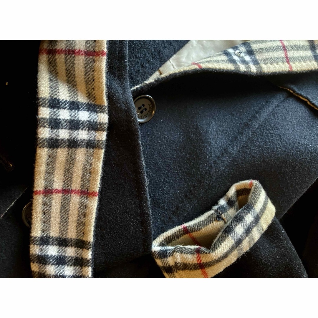 BURBERRY(バーバリー)の黒×総裏チェックカシミア混コート レディースのジャケット/アウター(ロングコート)の商品写真