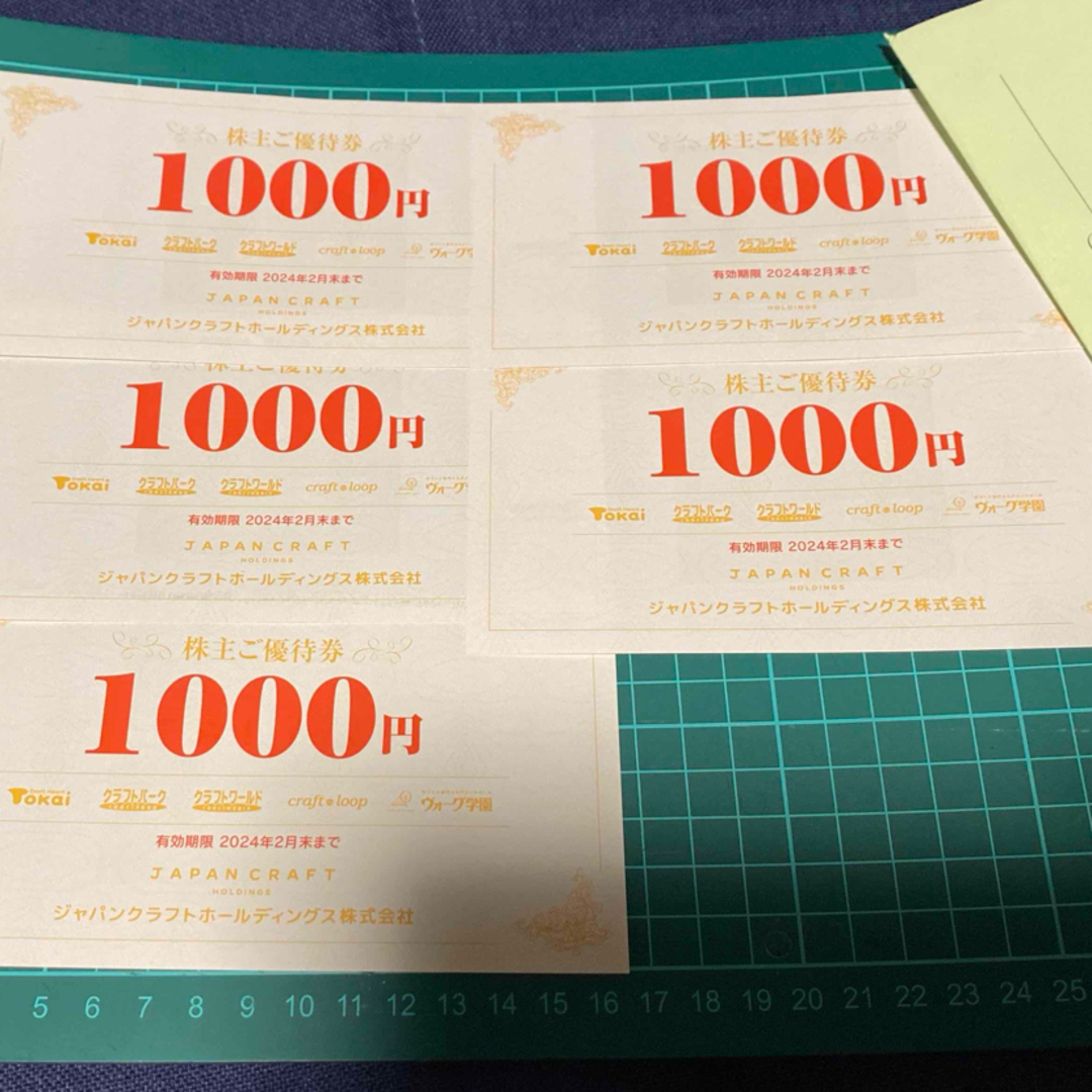 ジャパンクラフトホールディングス　株主優待券5000円 チケットの優待券/割引券(ショッピング)の商品写真