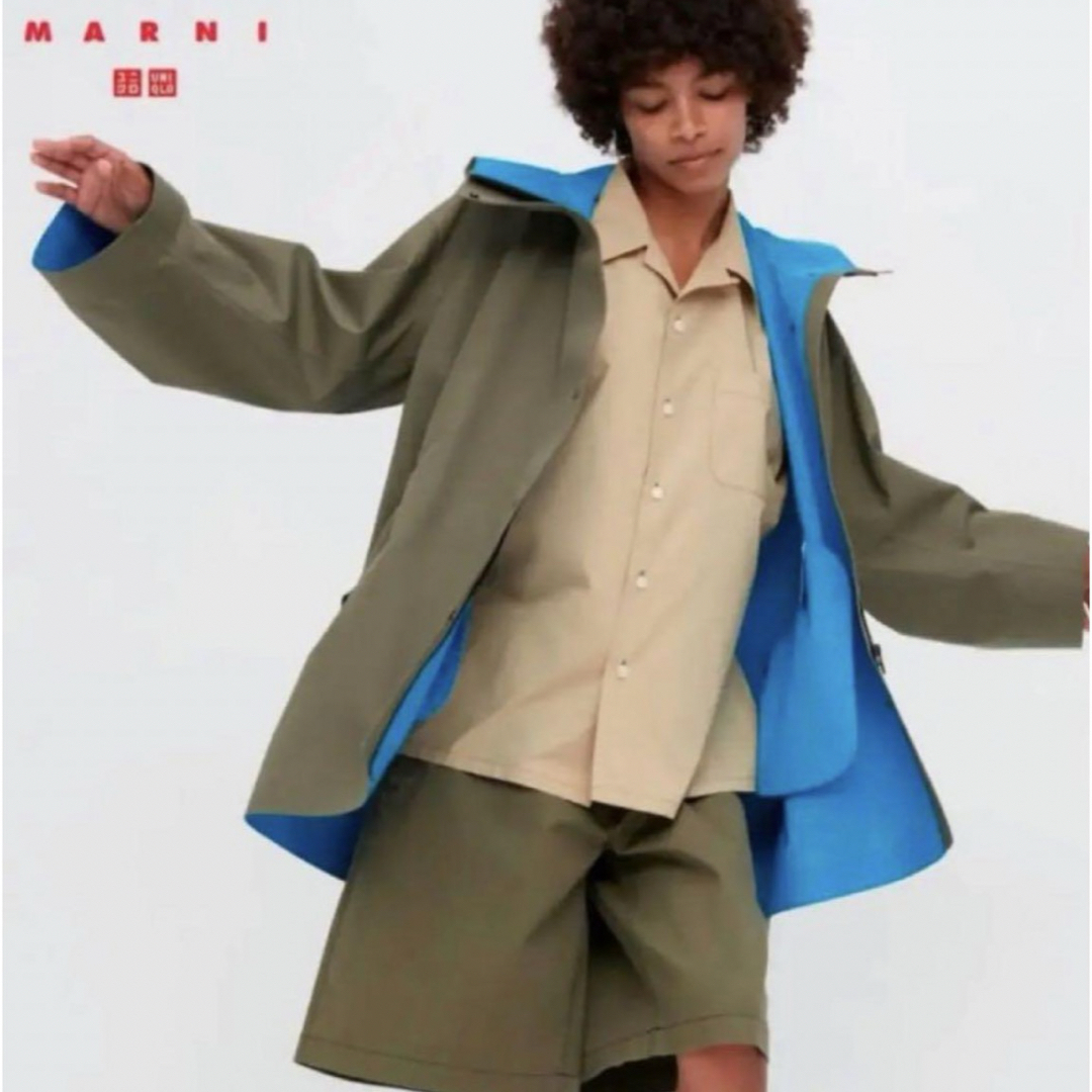 UNIQLO - UNIQLO マルニ ブロックテックハーフコート カーキ Sの UNIQLO - UNIQLO マルニ ブロックテックハーフコート カーキ Sの