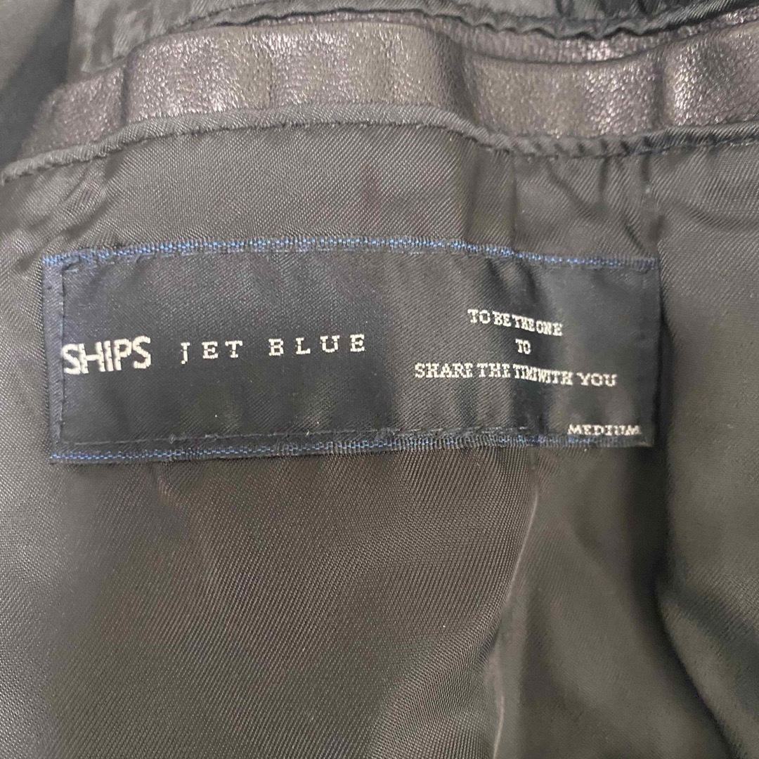 SHIPS JET BLUE(シップスジェットブルー)のSHIPSシップス　ラムレザー　ライダースジャケット　革ジャン　ブラック黒　M メンズのジャケット/アウター(ライダースジャケット)の商品写真