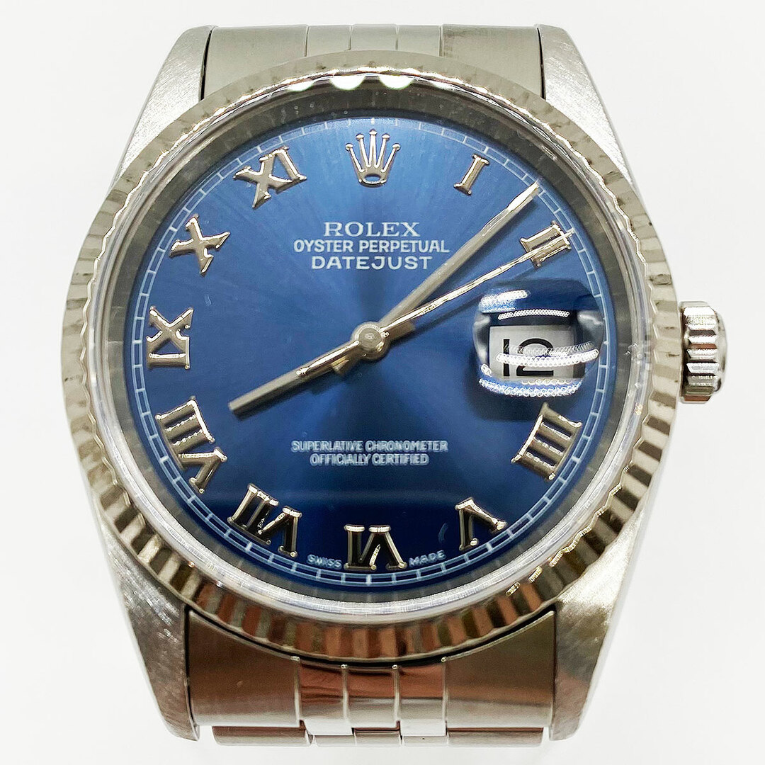 約17cmムーブメントROLEX ロレックス デイトジャスト 腕時計 時計 メンズ ファッション シルバー ブルー ネイビー 16234 USED
