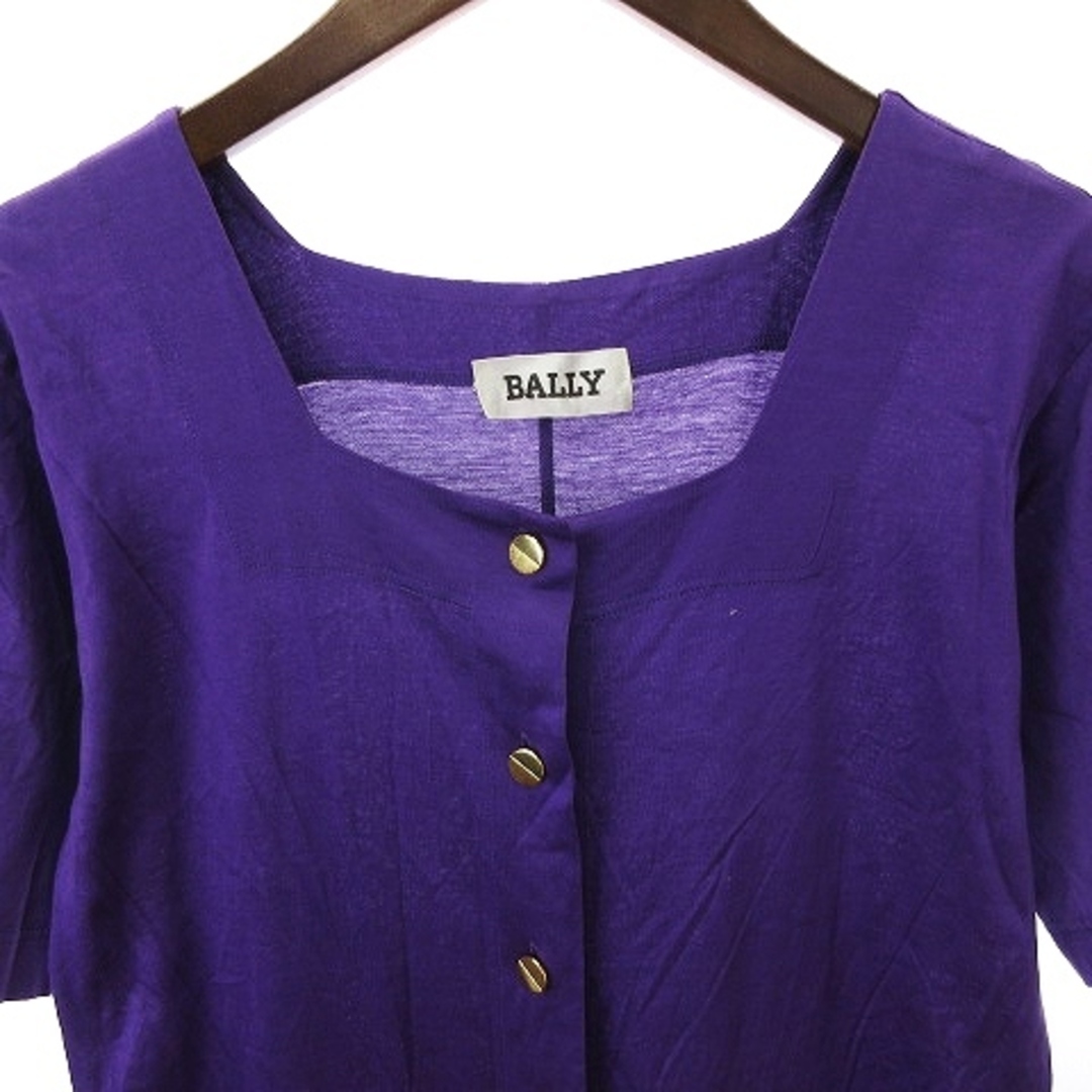 Bally(バリー)のバリー オールインワン 半袖 スクエアネック ボタン 紫 42 M相当 ■SM1 レディースのパンツ(サロペット/オーバーオール)の商品写真