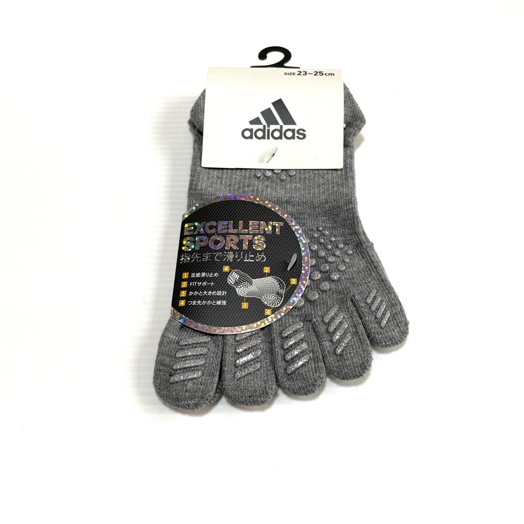 adidas(アディダス)のレディース【アディダス×福助】五本指ソックス滑り止め付き  4足セット レディースのレッグウェア(ソックス)の商品写真