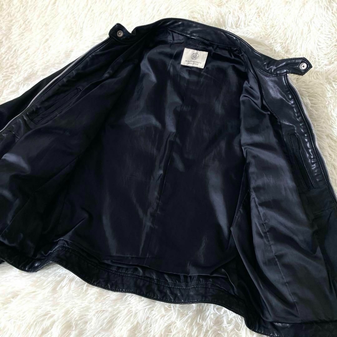 UNITED ARROWS(ユナイテッドアローズ)のユナイテッドアローズ　シングルライダースジャケット　本革　ゴートレザー　黒　L メンズのジャケット/アウター(ライダースジャケット)の商品写真