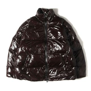 ボッテガヴェネタ(Bottega Veneta)の美品 BOTTEGA VENETA ボッテガヴェネタ ダウン ジャケット サイズ:S 21AW ライトウエイト シャイニー コーティング ナイロン ハイネック ダウンジャケット ボレロ フーディー アウター ブルゾン ブラウン イタリア製 【メンズ】【中古】(ダウンジャケット)