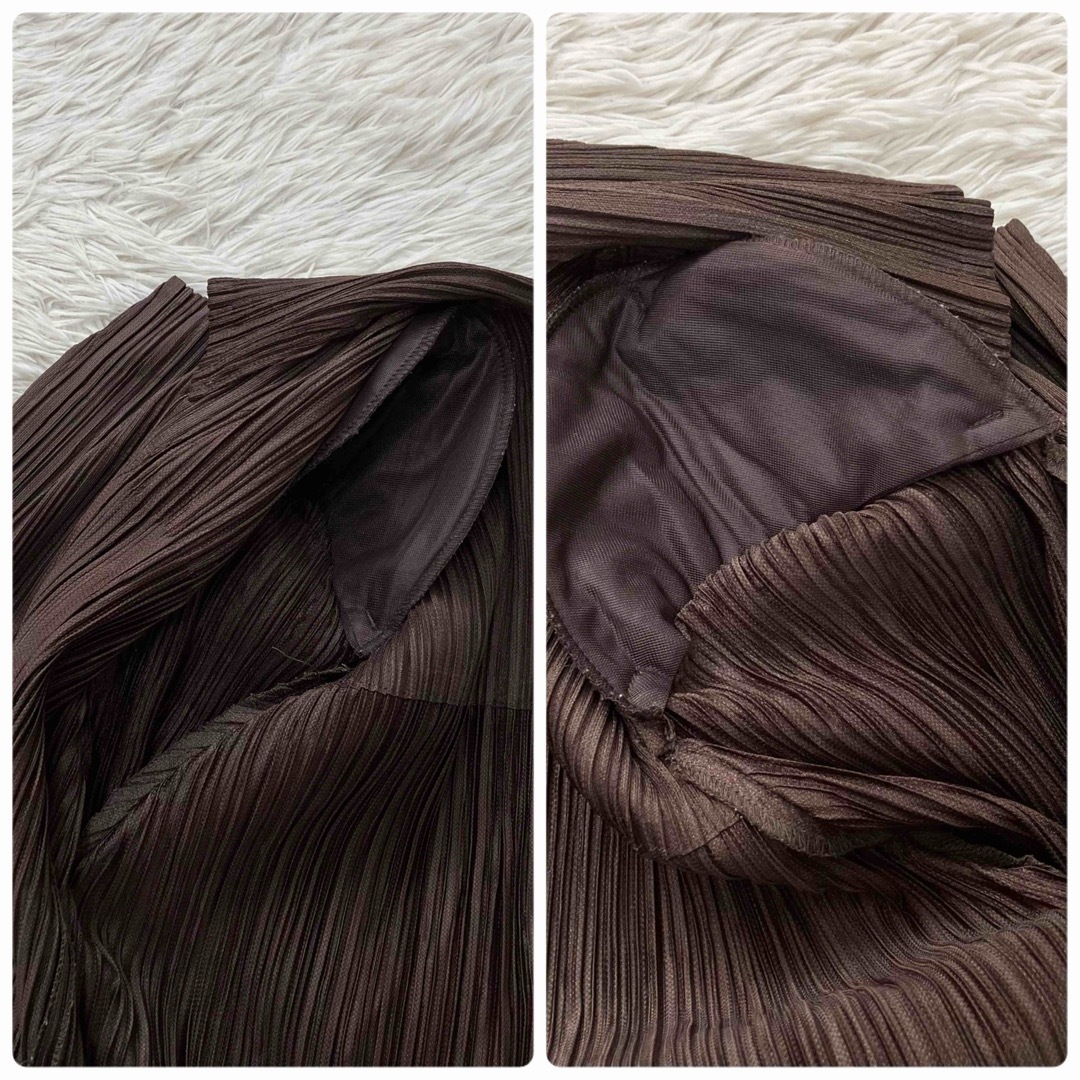 PLEATS PLEASE ISSEY MIYAKE(プリーツプリーズイッセイミヤケ)の状態良品 プリーツプリーズ スカート スーツ セットアップ 茶色 レディースのフォーマル/ドレス(スーツ)の商品写真