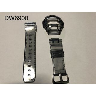 (新品)G-SHOCKカスタム DW6900用ベゼル&ベルト黒(半透明)　工具付(各種パーツ)