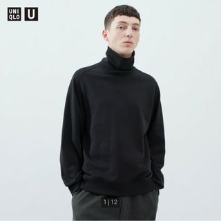 ユニクロ(UNIQLO)の新品未使用 ユニクロU 2023AW スウェットタートルネックシャツ ブラックS(スウェット)