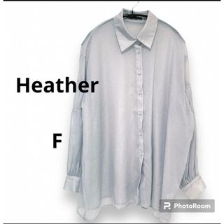 ヘザー(heather)の【超美品】 Heather ヘザー シースルー ブラウス ラメ ブルーグレー(シャツ/ブラウス(長袖/七分))