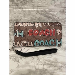 コーチ(COACH)のCOACH長財布ミント＆サーフ　シグネチャー　ブラウン(財布)