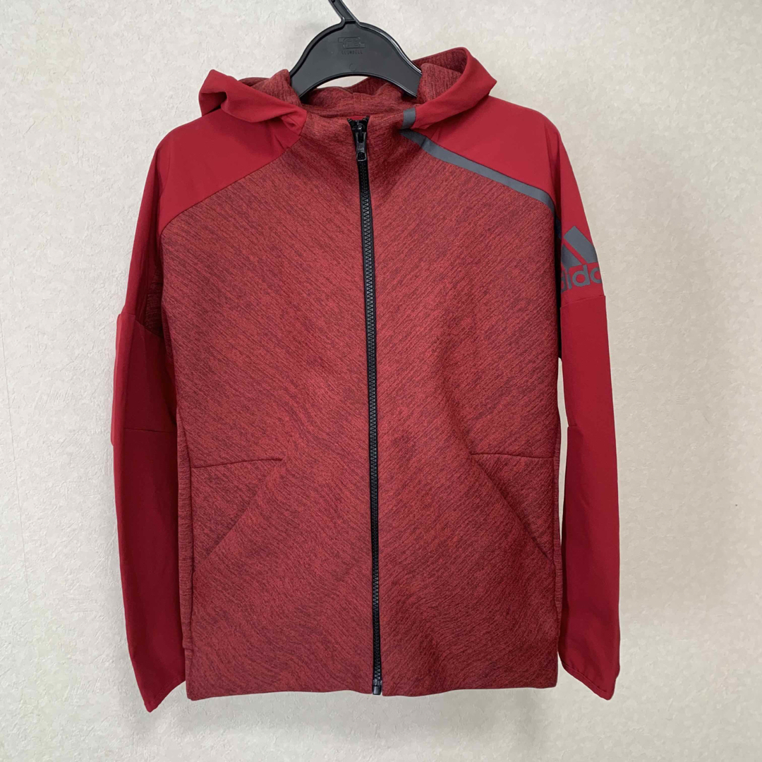 adidas - adidas Z.N.E. ハイブリッド パーカー 140cm レッドの adidas - adidas Z.N.E. ハイブリッド パーカー 140cm レッドの