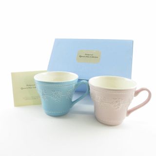 ウェッジウッド(WEDGWOOD)の美品 WEDGWOOD ウェッジウッド フェスティビティ ブルー ピンク マグカップ 2点 ペア SY7633B3 (グラス/カップ)