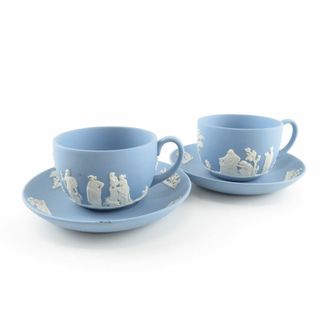 ウェッジウッド(WEDGWOOD)のWEDGWOOD ウェッジウッド ジャスパー ティーカップ＆ソーサー 2客 ペア SY7663K (グラス/カップ)