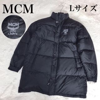 エムシーエム(MCM)の美品 MCM 肉厚 Lサイズ ダウンコート 黒 ブラック ダウンジャケット ロゴ(ダウンジャケット)