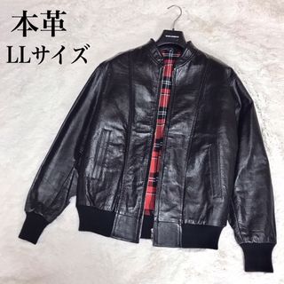 美品 大きいサイズ LL シングル レザージャケット ライダースジャケット 総柄