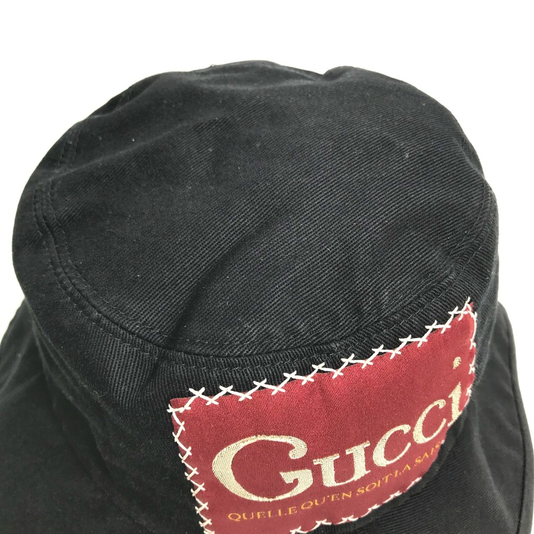 Gucci(グッチ)のグッチ GUCCI ロゴ ラベル フェドラハット 627174 ハット帽 帽子 バケットハット ボブハット ハット コットン ブラック レディースの帽子(ハット)の商品写真