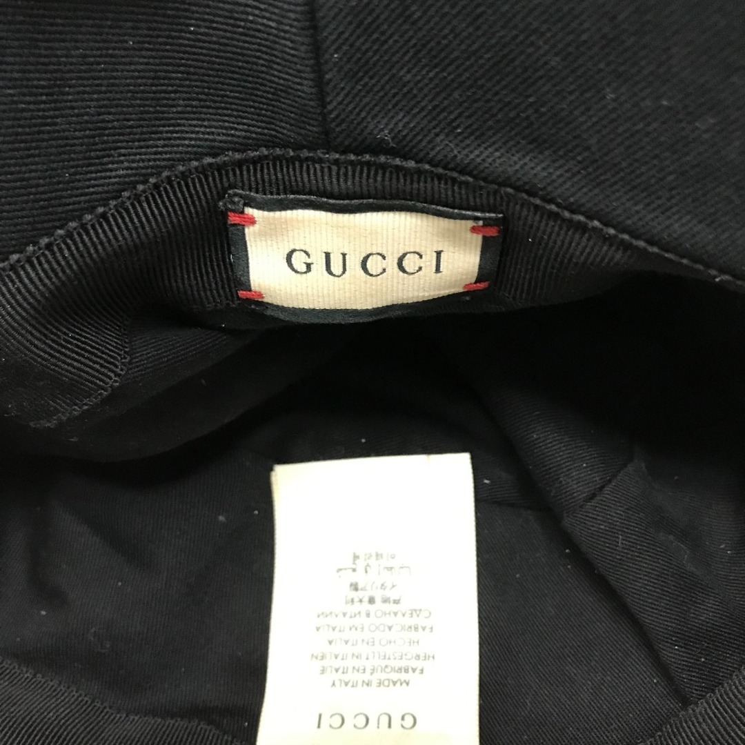 Gucci(グッチ)のグッチ GUCCI ロゴ ラベル フェドラハット 627174 ハット帽 帽子 バケットハット ボブハット ハット コットン ブラック レディースの帽子(ハット)の商品写真