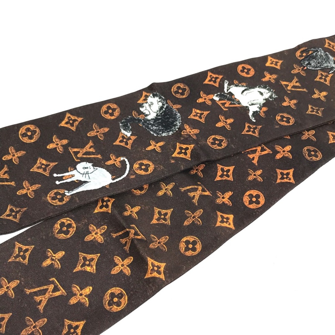 LOUIS VUITTON(ルイヴィトン)のルイヴィトン LOUIS VUITTON バンドーキャットグラム MP2268 バンドースカーフ スカーフ シルク マロン ブラウン 美品 レディースのファッション小物(バンダナ/スカーフ)の商品写真