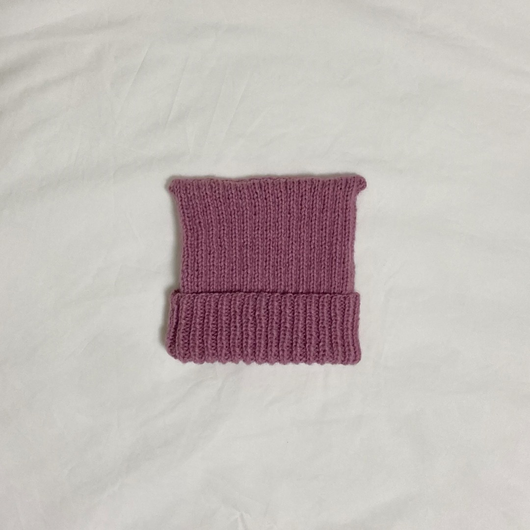 棒針編み ハンドメイド 子供用 猫耳ニット帽 ピンク ハンドメイドのファッション小物(帽子)の商品写真